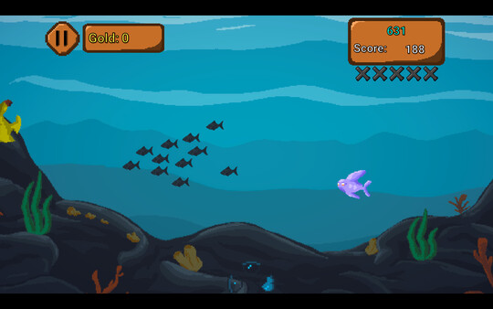 WobblePop game screenshot with bubbles and fish swimming.