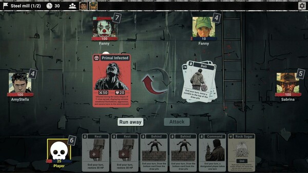 ZombieCards PC game poster featuring post-apocalyptic survival and intense card battles.